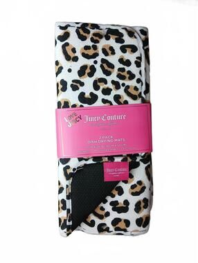 Juicy Couture Leopard Print Dish Drying Mats 2 Pack Y2K McBling Home Decor NWT